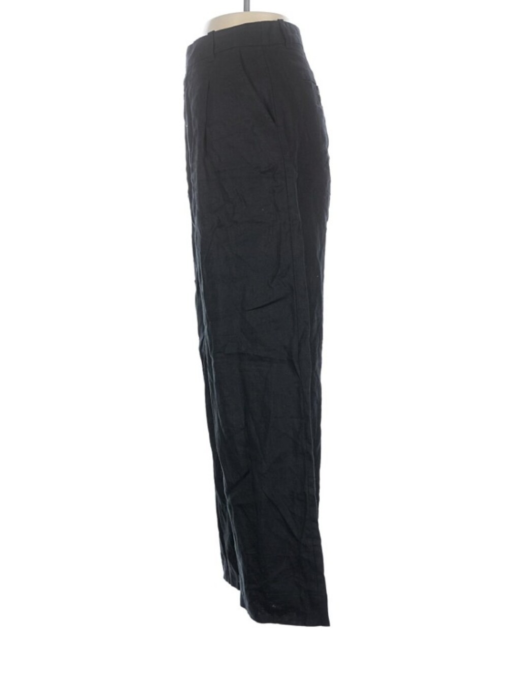 Women's Madewell Size 8 Black Wide Leg Pleat Linen Pants - Picture 4 of 9